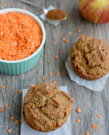 Apple Cinnamon Red Lentil Muffins
