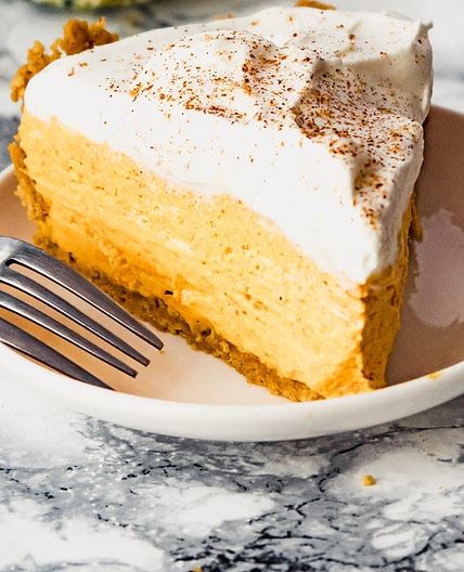 Pumpkin Mousse Pie with Maple Cookie Crust - NO BAKE!