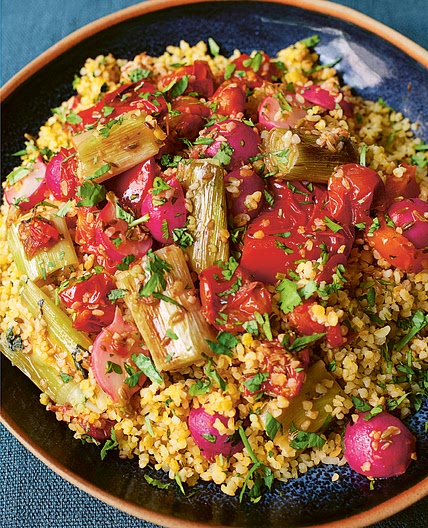Spiced Bulgur Wheat with Roast Vegetables