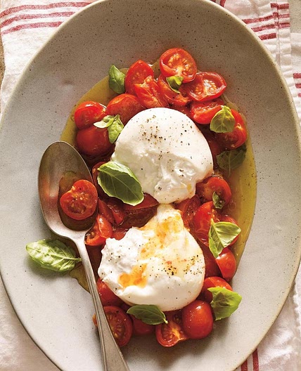 Burrata à la tomate cerise confite