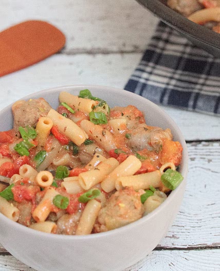 One Pot Tomato Sausage Pasta (Dairy + Gluten-Free)