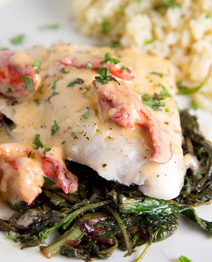 Red Snapper with a Lobster Cream Sauce