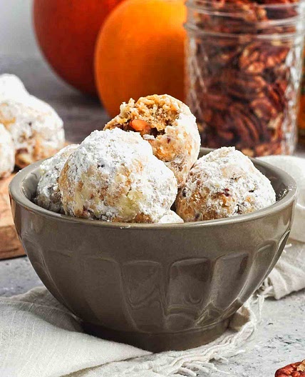 Pumpkin Snowball Cookies