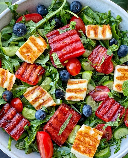 Grilled Watermelon & Halloumi Salad