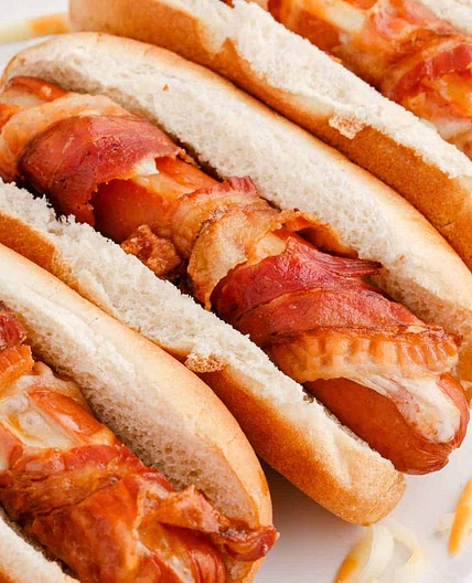 Bacon Wrapped Cheese Hot Dogs