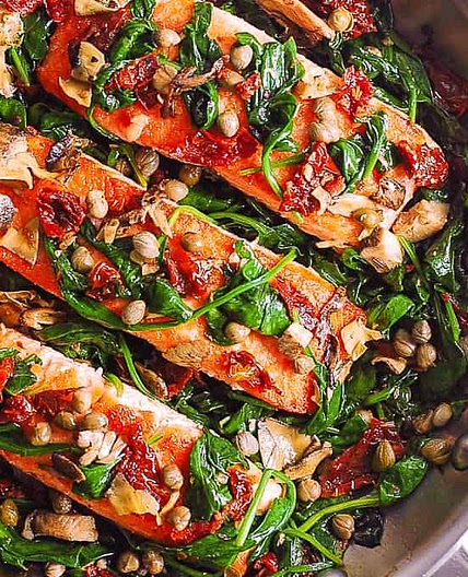 Pan-Seared Salmon with Spinach
