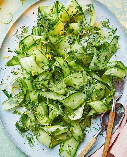 Herby warm cucumbers with lemon