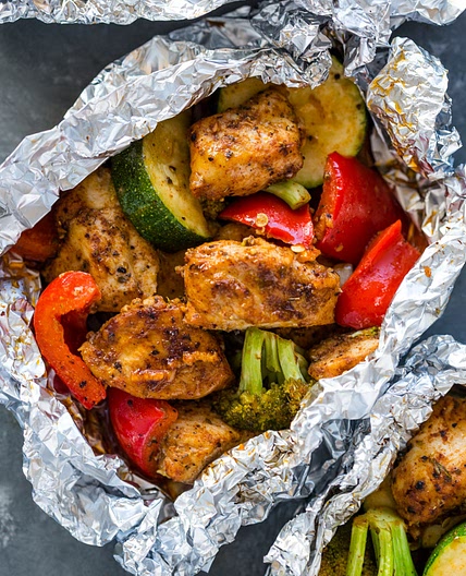 Foil Pack Cajun Chicken and Veggies