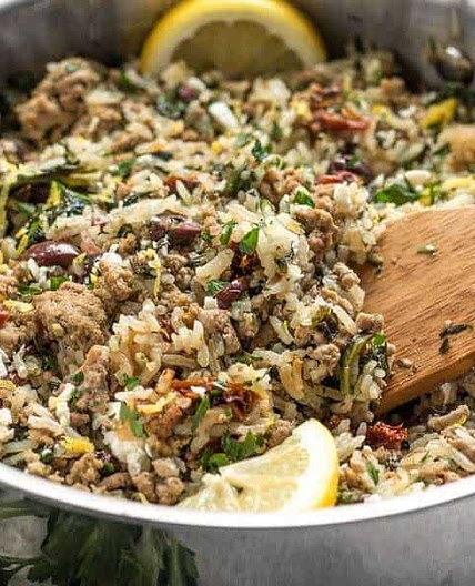 Greek Turkey and Rice Skillet