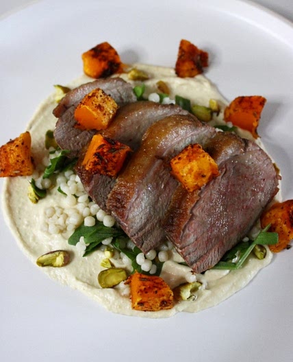 Duck Breast with Pumpkin and Hummus