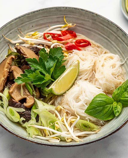 Vegan Vietnamese Pho With Bok Choy and Mushrooms