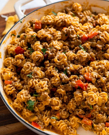 Creamy Ground Beef Taco Pasta