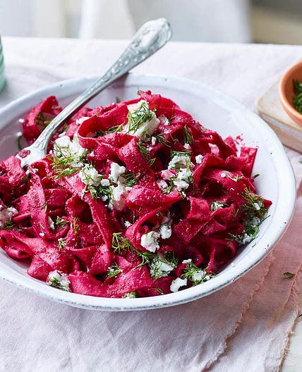 Beetroot and feta pasta