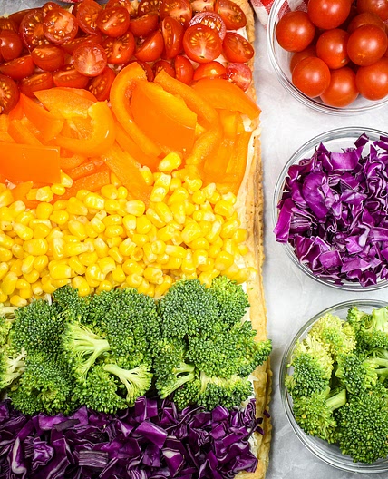 Rainbow Pizza (Veggie Pizza with Cream Cheese)