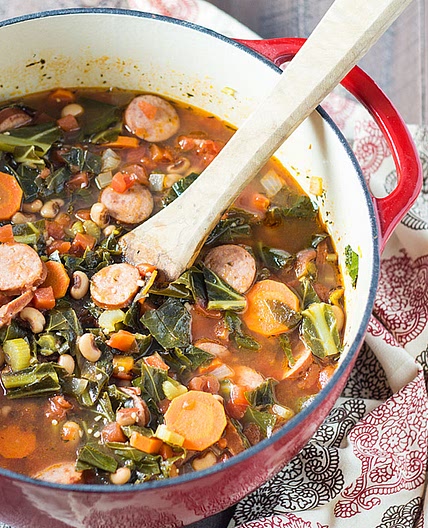 Black-Eyed Pea Soup with Collard Greens and Sausage