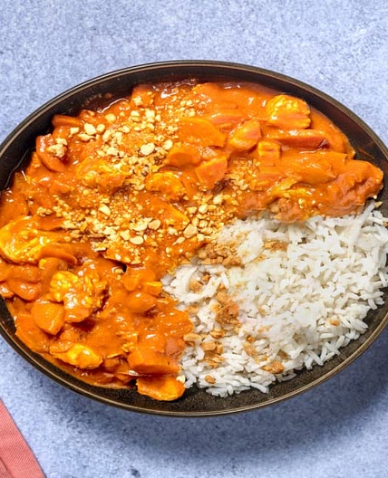 Mafé revisité au poulet & carotte avec des cacahuètes & du gingembre