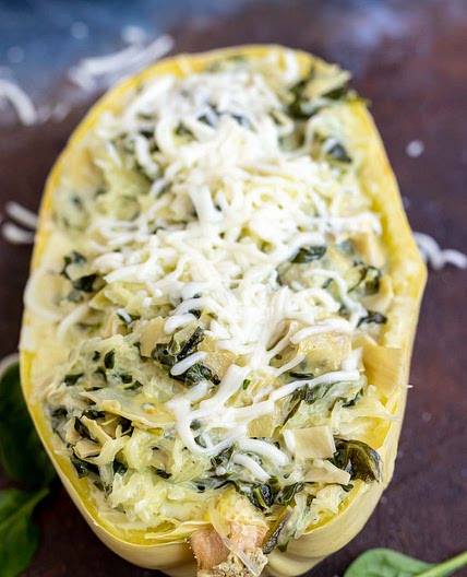 Spinach Artichoke Spaghetti Squash Alfredo