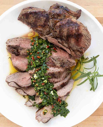 Grilled Boneless Leg of Lamb with Chimichurri Sauce