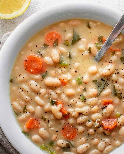 Greek White Bean Soup With Garlic & Lemon