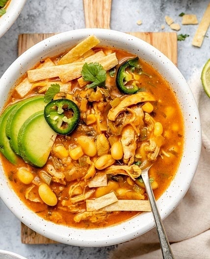 Creamy White Bean Chicken Enchilada Soup