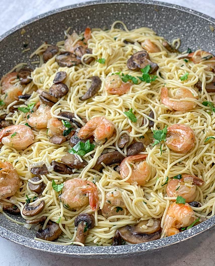 Wine-Free Hassle-Free Shrimp Scampi