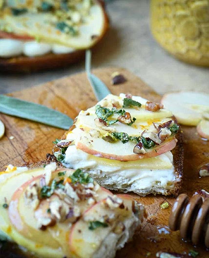 Apple Toast with Ricotta and Sage Honey