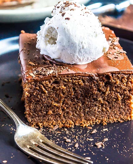 Keto Chocolate Pudding Poke Cake