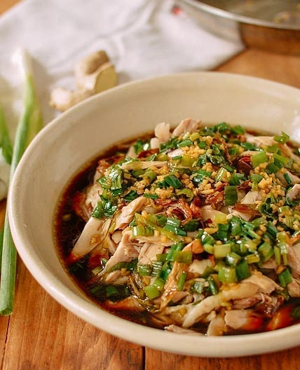 Poached Chicken with Scallion Ginger Sauce