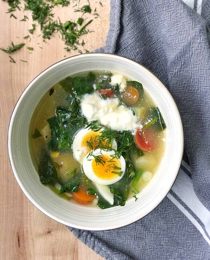 Vegetarian Green Borscht (Spinach Soup)