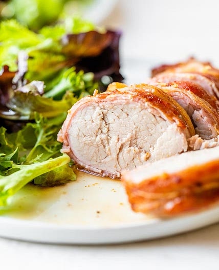 Air Fryer Bacon Wrapped Pork Tenderloin