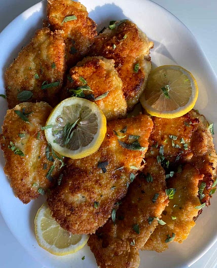 Parmesan Crusted Chicken with Lemon Garlic Butter Sauce