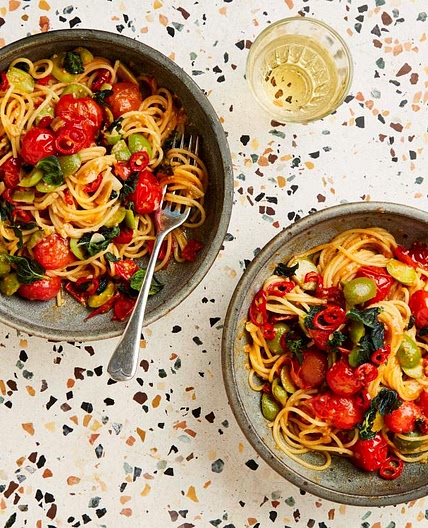 Miso, tomato and oregano pasta