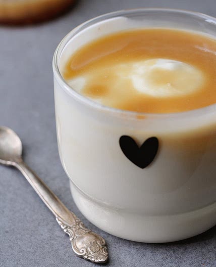 Creamy, dreamy high-protein vegan soy yogurt with salted caramel sauce