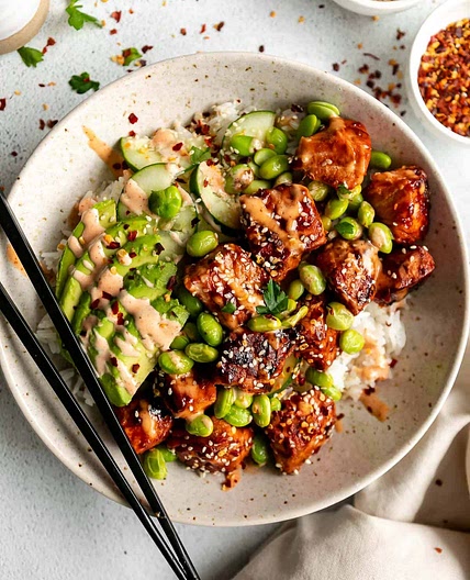 Honey Sriracha Salmon Bowls