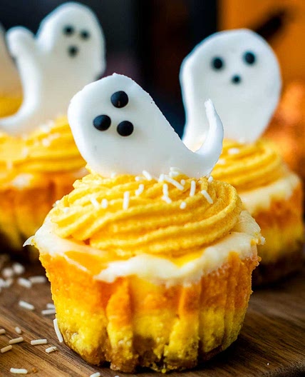 Halloween Candy Corn Mini Cheesecakes