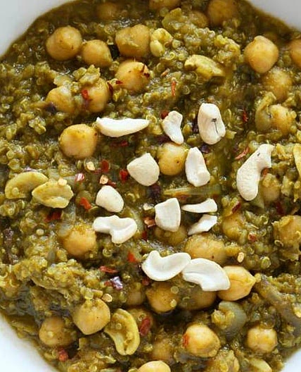 Chickpea Spinach Stew With Lentils and Quinoa