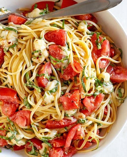 Linguine with Tomatoes Basil and Brie
