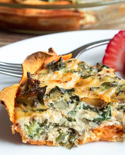Kale and Egg Quiche with Sweet Potato "Crust"