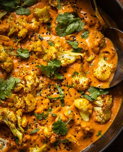 Spice-Roasted Cauliflower in Coconut Tomato Sauce with Lentils