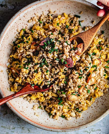 Keto Shirataki Fried Rice Recipe with Garlic Chips