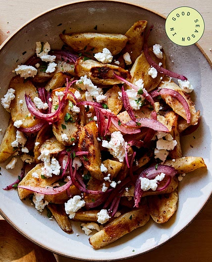 Roasted Parsnips and Onions with Sumac and Feta