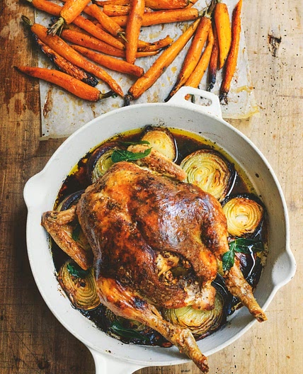 Roast chicken with curry leaf dukkah