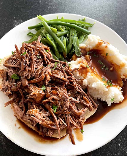 Instant Pot Open-Faced Hot Beef Sandwiches Recipe