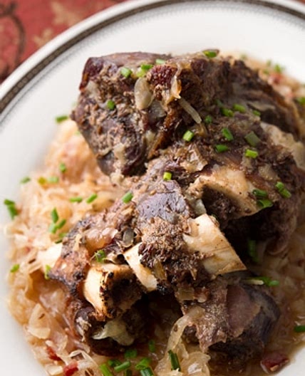 Austrian Braised Venison Shanks with Sauerkraut
