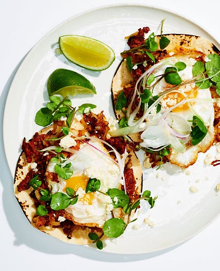 Chorizo Breakfast Tacos With Potato Hash and Fried Eggs