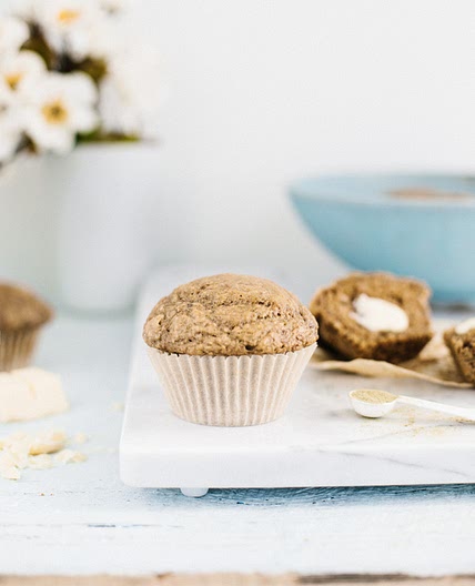 muffins aux lentilles vertes, thé vert & chocolat blanc
