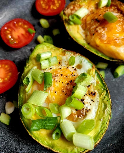 Easy air fryer baked avocado egg breakfast