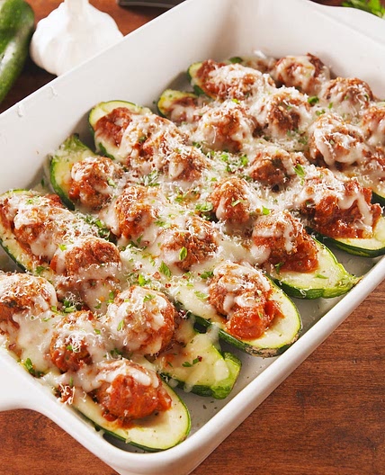Meatball Zucchini Boats