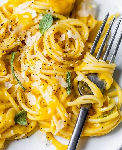 Spaghetti with Butternut Leek Parmesan Sauce