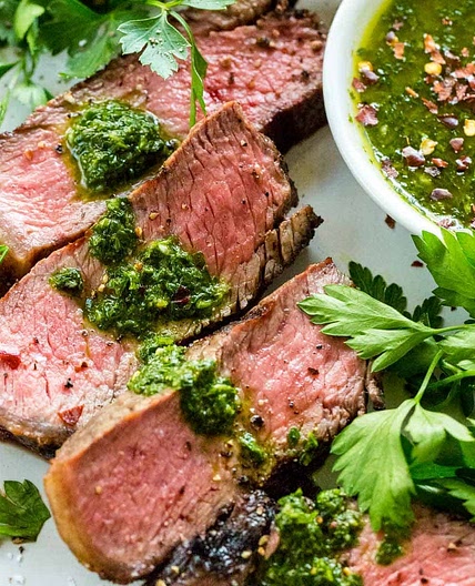New York Strip Steak with Chimichurri Sauce